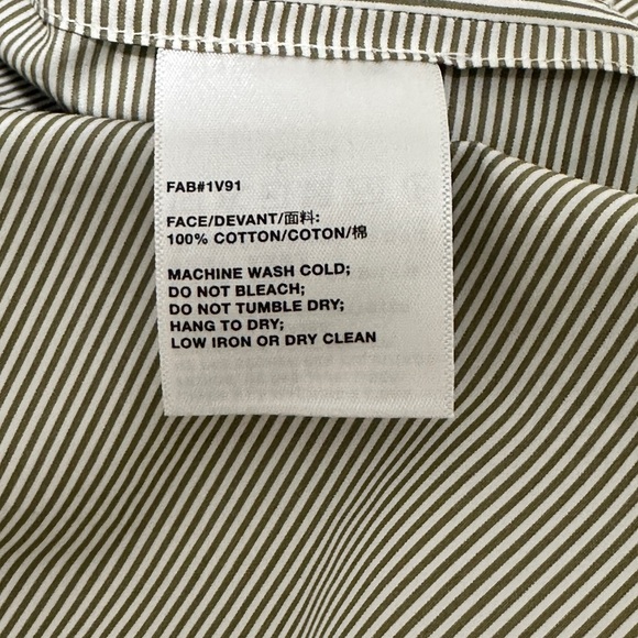 Women’s Striped Button-Up Blouse- Green/White - Picture 5 of 5